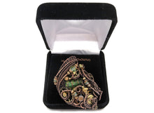 Load image into Gallery viewer, Yellow Tube Spirit Level Steampunk Pendant with UV-Reactive Glass, Wire-Wrapped in Bronze, Copper, and Brass