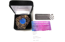 Load image into Gallery viewer, Blue Disc Spirit Level Steampunk Pendant, Wire-Wrapped in Bronze, Copper, and Brass