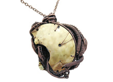 Load image into Gallery viewer, Blue Disc Spirit Level Steampunk Pendant, Wire-Wrapped in Bronze, Copper, and Brass