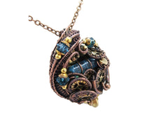 Load image into Gallery viewer, Spirit Level Steampunk Pendant with Swarovski Crystal, Wire-Wrapped in Bronze, Copper, and Brass