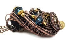 Load image into Gallery viewer, Spirit Level Steampunk Pendant with Swarovski Crystal, Wire-Wrapped in Bronze, Copper, and Brass