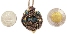 Load image into Gallery viewer, Spirit Level Steampunk Pendant with Swarovski Crystal, Wire-Wrapped in Bronze, Copper, and Brass