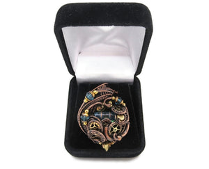 Spirit Level Steampunk Pendant with Swarovski Crystal, Wire-Wrapped in Bronze, Copper, and Brass