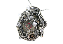 Load image into Gallery viewer, Spirit Level Steampunk Pendant with Herkimer Diamonds, Wire-Wrapped in Sterling Silver