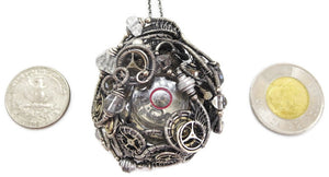 Spirit Level Steampunk Pendant with Herkimer Diamonds, Wire-Wrapped in Sterling Silver