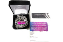 Load image into Gallery viewer, Pink Spirit Level Steampunk Pendant with Herkimer Diamonds, Wire-Wrapped in Sterling Silver
