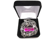 Load image into Gallery viewer, Pink Spirit Level Steampunk Pendant with Herkimer Diamonds, Wire-Wrapped in Sterling Silver