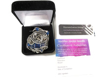 Load image into Gallery viewer, Blue Spirit Level Steampunk Pendant with Swarovski Crystal, Wire-Wrapped in Sterling Silver