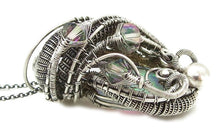 Load image into Gallery viewer, Lab-Created Opal Wire-Wrapped Pendant in Sterling Silver with Austrian Crystal