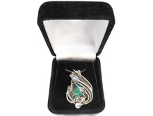 Load image into Gallery viewer, Lab-Created Opal Wire-Wrapped Pendant in Sterling Silver with Austrian Crystal