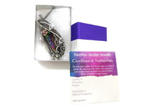Load image into Gallery viewer, Bismuth Crystal Pendant with Herkimer Diamonds in Sterling Silver and Watch Gear Accents