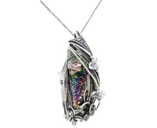 Load image into Gallery viewer, Bismuth Crystal Pendant with Herkimer Diamonds in Sterling Silver and Watch Gear Accents