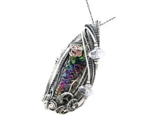 Load image into Gallery viewer, Bismuth Crystal Pendant with Herkimer Diamonds in Sterling Silver and Watch Gear Accents