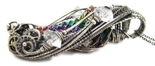 Load image into Gallery viewer, Bismuth Crystal Pendant with Herkimer Diamonds in Sterling Silver and Watch Gear Accents