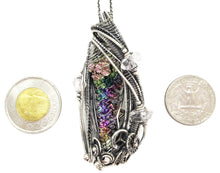 Load image into Gallery viewer, Bismuth Crystal Pendant with Herkimer Diamonds in Sterling Silver and Watch Gear Accents