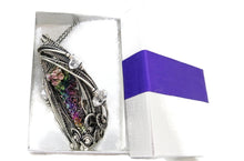 Load image into Gallery viewer, Bismuth Crystal Pendant with Herkimer Diamonds in Sterling Silver and Watch Gear Accents