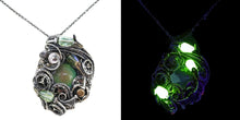 Load image into Gallery viewer, Color-Changing &quot;Mood&quot; Steampunk Pendant in Sterling Silver with UV-Reactive Glass