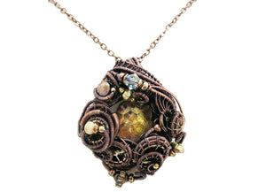 Prism Steampunk Pendant in Bronze and Brass with Swarovski Crystal