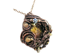 Load image into Gallery viewer, Prism Steampunk Pendant in Bronze and Brass with Swarovski Crystal