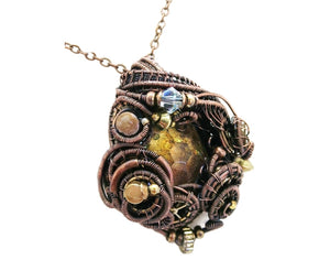Prism Steampunk Pendant in Bronze and Brass with Swarovski Crystal