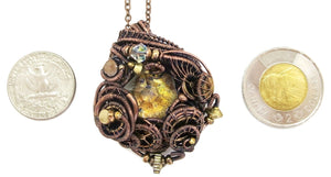 Prism Steampunk Pendant in Bronze and Brass with Swarovski Crystal
