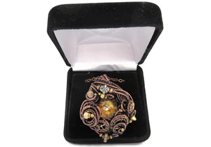 Prism Steampunk Pendant in Bronze and Brass with Swarovski Crystal