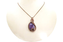 Load image into Gallery viewer, Amethyst Wire-Wrapped Necklace and Earrings Set in Bronze with Swarovski Crystal, &quot;Swish&quot; Model