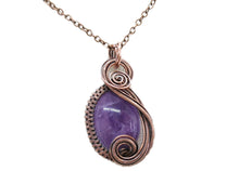 Load image into Gallery viewer, Amethyst Wire-Wrapped Necklace and Earrings Set in Bronze with Swarovski Crystal, &quot;Swish&quot; Model