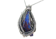 Load image into Gallery viewer, Titanium Aura Kyanite Fan Pendant, Wire-Wrapped in Sterling Silver with Herkimer Diamonds