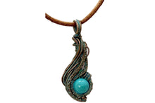 Load image into Gallery viewer, Custom Verdigris Gemstone Pendant, Copper Wire Wrap, "Comet" Model