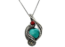 Load image into Gallery viewer, Custom Gemstone Steampunk Pendant, Wire-Wrapped in Sterling Silver