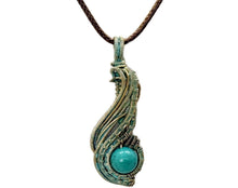 Load image into Gallery viewer, Custom Verdigris Gemstone Pendant, Brass Wire Wrap, "Comet" Model