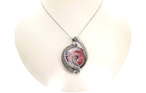 Terra Rosa Jasper "Woven Donut" Pendant, Wire-Wrapped in Sterling Silver