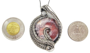 Terra Rosa Jasper "Woven Donut" Pendant, Wire-Wrapped in Sterling Silver