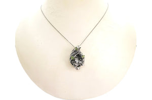 Campo del Cielo Meteorite Pendant, Wire-Wrapped in Sterling Silver with Peridot
