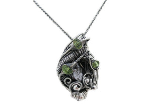 Campo del Cielo Meteorite Pendant, Wire-Wrapped in Sterling Silver with Peridot