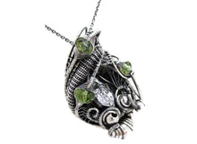 Load image into Gallery viewer, Campo del Cielo Meteorite Pendant, Wire-Wrapped in Sterling Silver with Peridot
