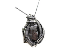 Load image into Gallery viewer, Campo del Cielo Meteorite Pendant, Wire-Wrapped in Sterling Silver with Peridot