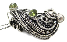 Load image into Gallery viewer, Campo del Cielo Meteorite Pendant, Wire-Wrapped in Sterling Silver with Peridot