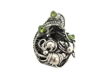Load image into Gallery viewer, Campo del Cielo Meteorite Pendant, Wire-Wrapped in Sterling Silver with Peridot