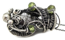 Load image into Gallery viewer, Campo del Cielo Meteorite Pendant, Wire-Wrapped in Sterling Silver with Peridot
