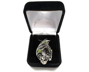 Campo del Cielo Meteorite Pendant, Wire-Wrapped in Sterling Silver with Peridot