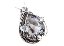 Load image into Gallery viewer, Agate Double-Geode Pendant with Herkimer Diamonds in Sterling Silver