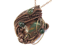 Load image into Gallery viewer, African Green Opal Pendant in Copper with Moss Agate