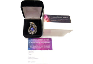 Purple-Blue Ammolite Pendant with Ethiopian Welo Opals in Sterling Silver