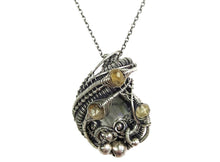 Load image into Gallery viewer, Aquamarine Pendant with Citrine, Sterling Silver Wire Wrap