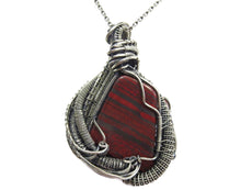 Load image into Gallery viewer, Tiger Iron Pendant, Wire-Wrapped with Red Jasper
