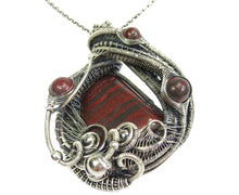 Load image into Gallery viewer, Tiger Iron Pendant, Wire-Wrapped with Red Jasper