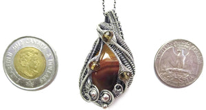Brazilian Agate Wire-Wrapped Pendant in Sterling Silver with Citrine - Heather Jordan Jewelry