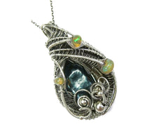 Load image into Gallery viewer, Black Freshwater Biwa Stick Pearl Pendant with Ethiopian Welo Opals